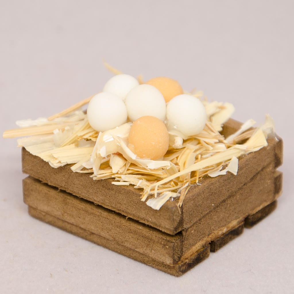 Holzkiste mit Eier