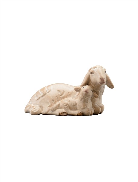 liegendes Schaf mit Lamm